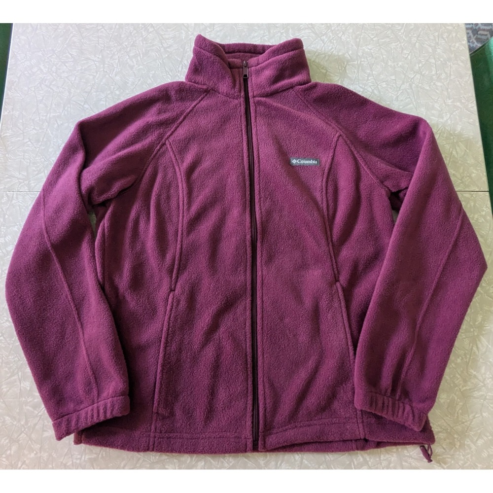 Columbia Full Zip Fleece Jacket Magenta Purple Womens Large Cozy